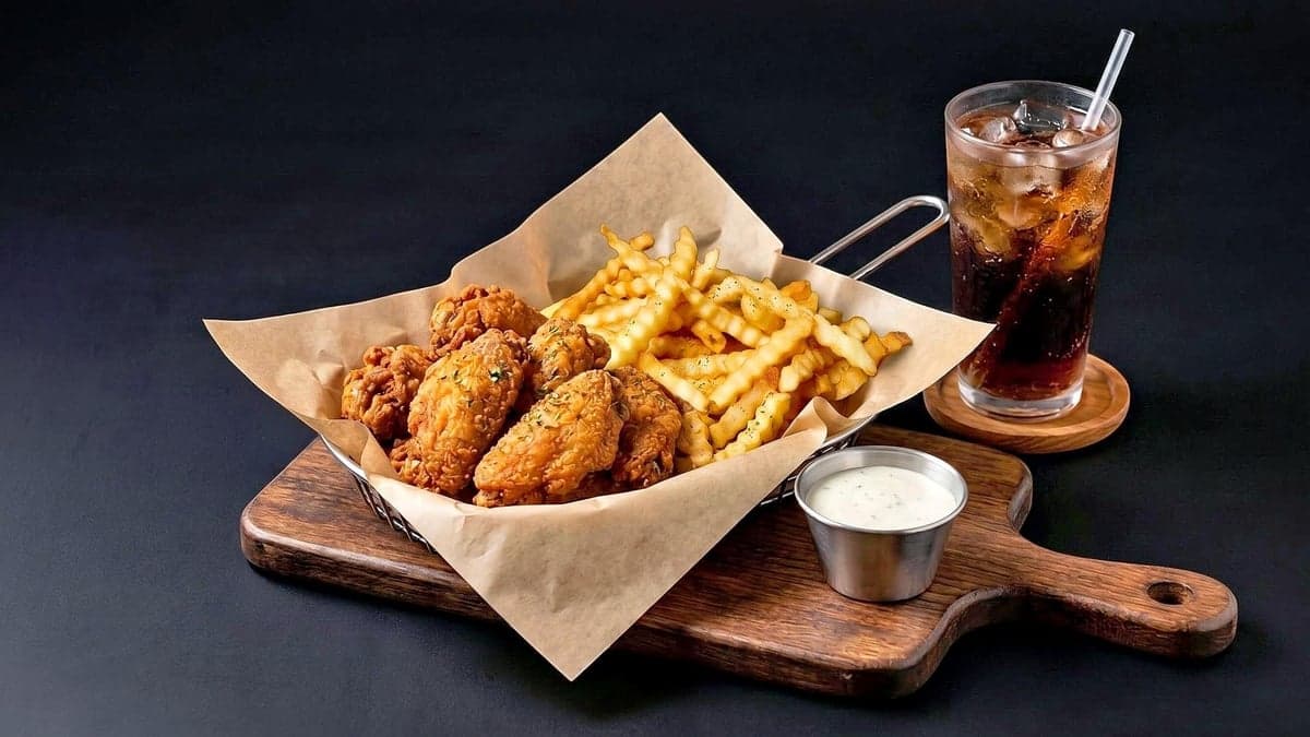 6 piece wing combo, the photo delivered for this location's DoorDash listing